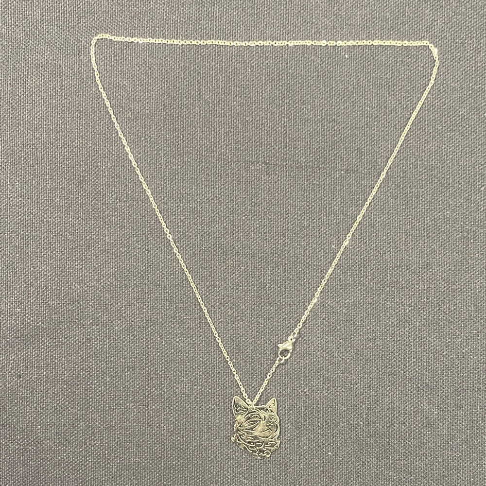 Cat Pendant Necklace New Stainless Steel Silver Tone Women's
